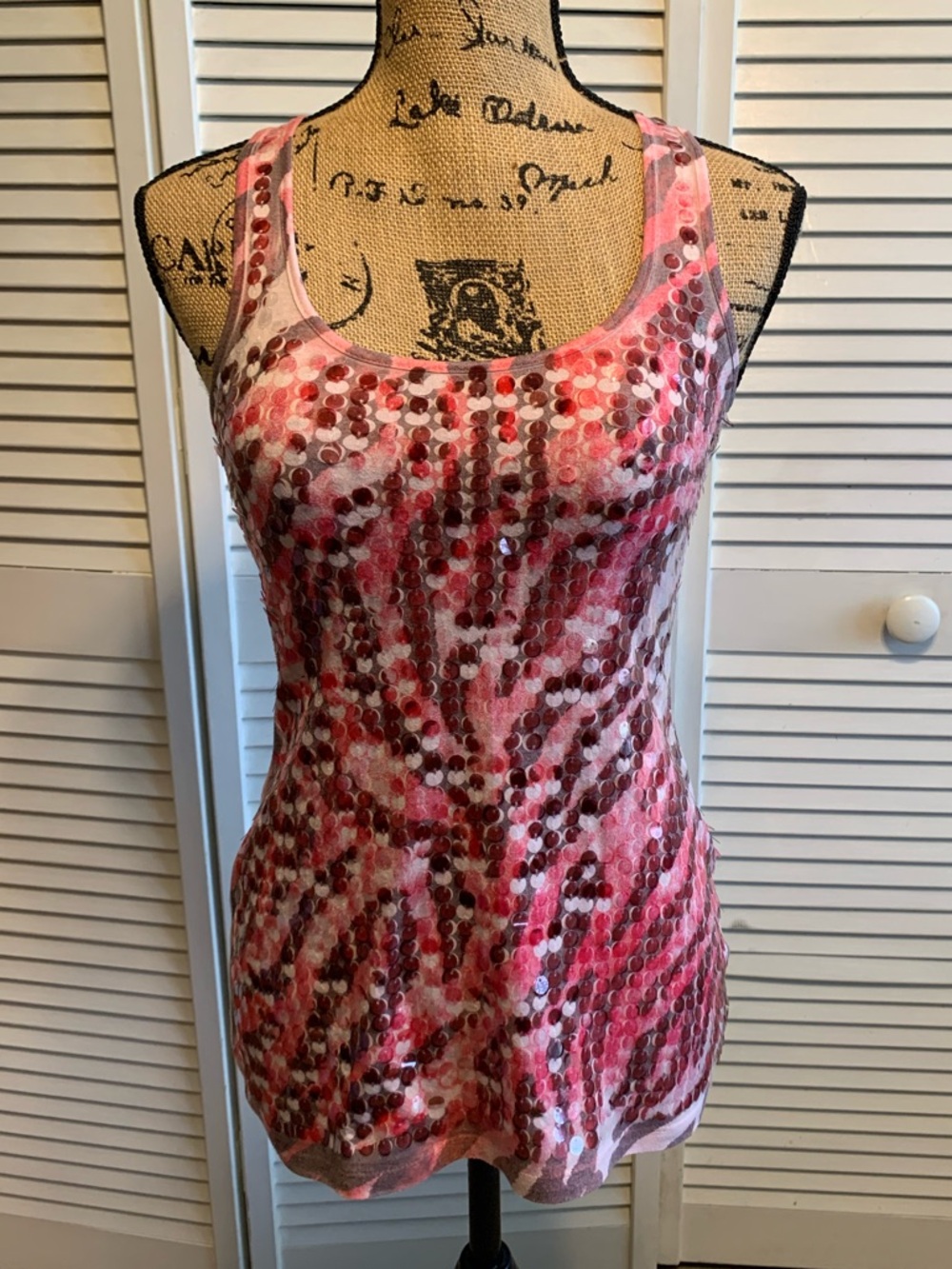 Rue21 Pink Sequin Tank Top - Multi-Pink Pattern